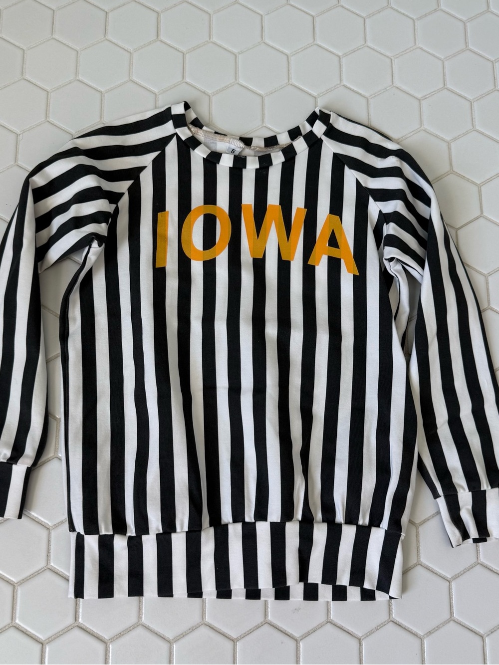 Kids Black & White Striped 'IOWA' Long-Sleeve Top